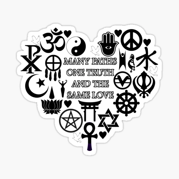 One Love, Many Paths [religious symbols] SPIRITUAL STICKERS