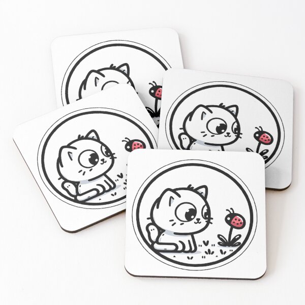 Item preview, Curious Cat Watching Ladybug designed and sold by Stickers-4-Fun.