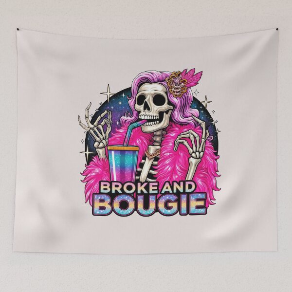 Item preview, Broke and Bougie Skeleton with Pink Hair and Glamorous Outfit designed and sold by AnyMar2023.