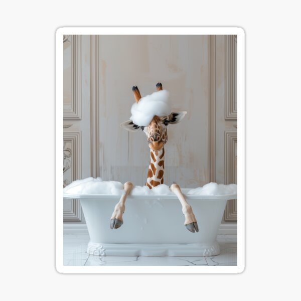 Artikel-Vorschau von Jiraffe in einer Vintage-Badewanne, rustikaler Badestil, Badezimmer-Wandkunst, Tierkunst-Wohndekor, Vintage-Wandkunst, Jiraffe-Kunst, designt und verkauft von BeezyArt.