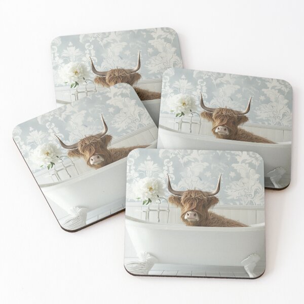Item preview, Highland Cow in a Vintage Bathtub, Rustic Bath Style, Bathroom Wall Art, Animal Art Home Decor, Vintage Wall Art designed and sold by BeezyArt.