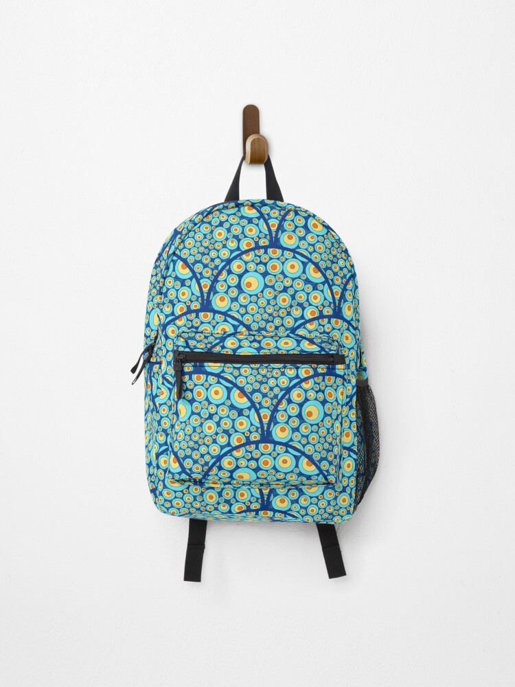 Backpack, Starry Night On Sea Doodle Art Deco Scallop designed and sold by Triplicate Limited