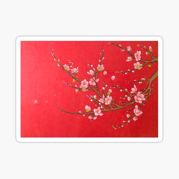 Item preview, Minhwa: Red Blossom (Korean Traditional Art) designed and sold by QamarART Paintings.