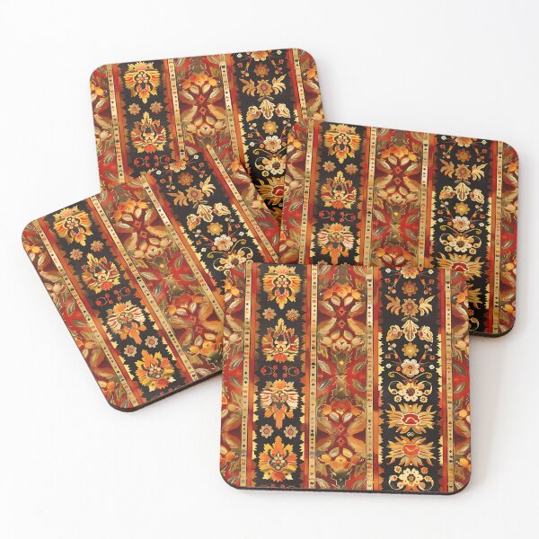 Item preview, Golden ethnic patterns, Rows of vintage flowers, elegant heritage stripes, intricate folk art bands. designed and sold by put1mali19.