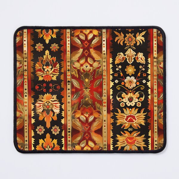 Item preview, Golden ethnic patterns, Rows of vintage flowers, elegant heritage stripes, intricate folk art bands. designed and sold by put1mali19.