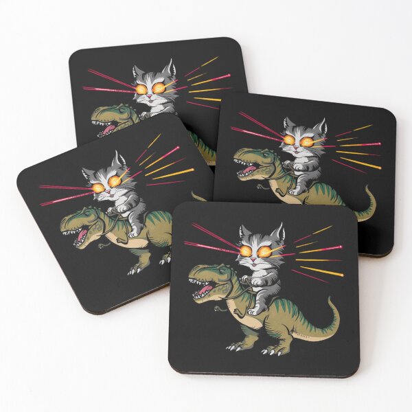 Item preview, Cat Shooting Lasers From Eyes On Dinosaur designed and sold by MaxxerDesigns.