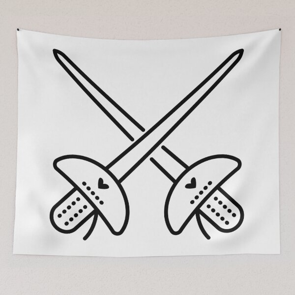 Item preview, Black line fencing illustration designed and sold by OM-lova.