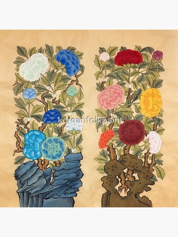 "Minhwa Royal Peony (Korean Traditional Art)" Framed Art Print for