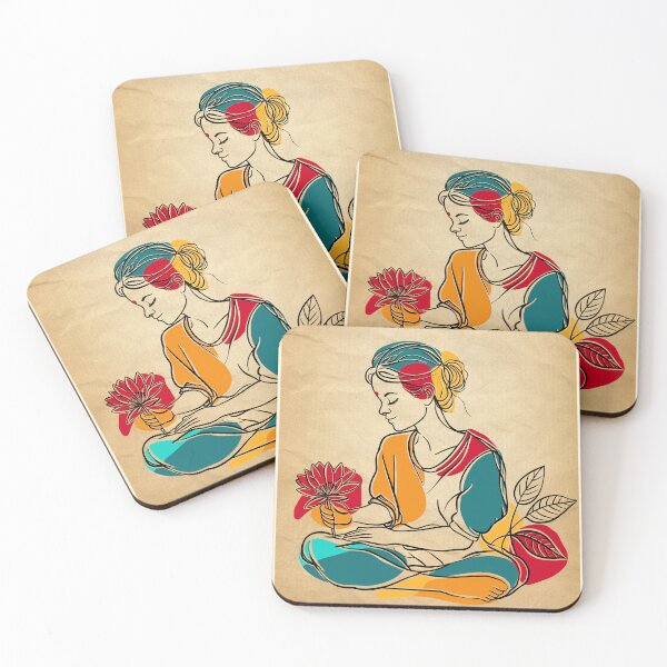Item preview, Sukoon - Peace - One Line Art - Vintage Indian Art designed and sold by The Uphaar Store.