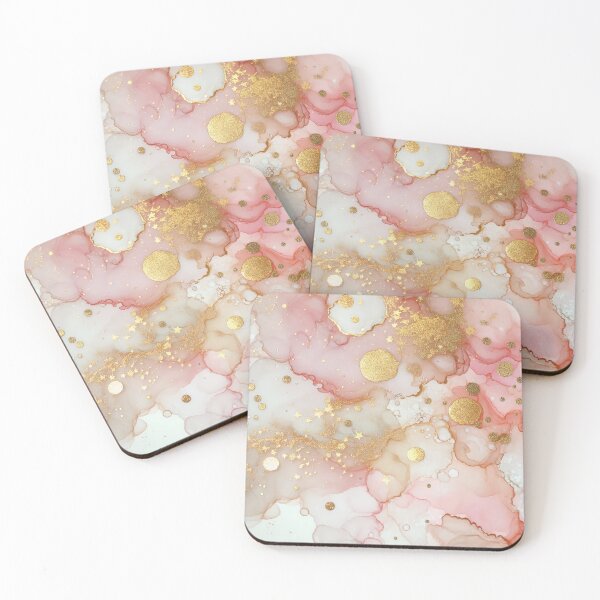 Artikelvorschau, MW Pink Alkoholtinte und goldene Sterne entworfen und verkauft von Mermaid's Whimsy.
