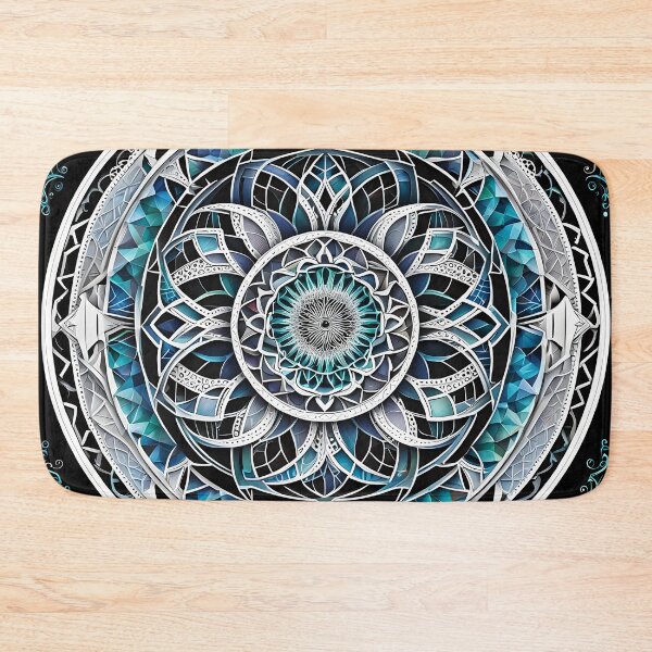 Item preview, Blue and White Geometric Inspired Mandala designed and sold by MandalasShops.