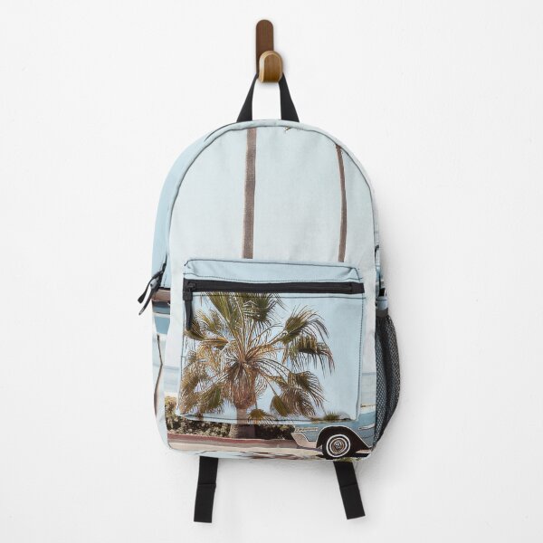 Item preview, Vintage blue car in California with Palm Trees designed and sold by CaliforniaVibe.