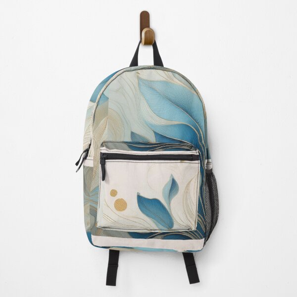 Item preview, Vintage floral leaves in neutral colours, abstract, royal blue, beige and gold designed and sold by navitalidesign.