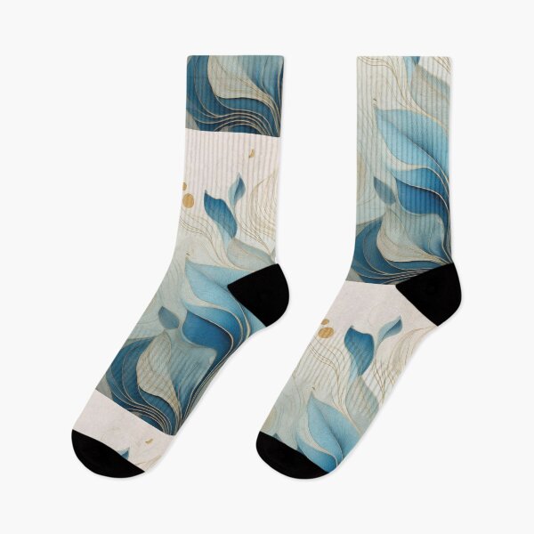 Item preview, Vintage floral leaves in neutral colours, abstract, royal blue, beige and gold  designed and sold by navitalidesign.