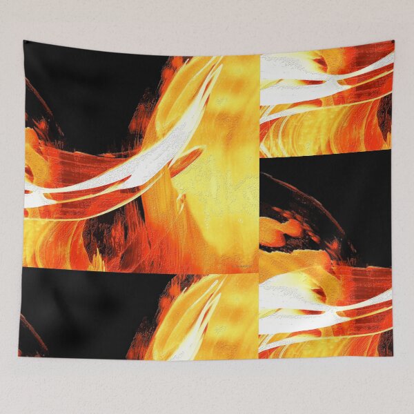 Item preview, Fire Water On Black 4 Orange Abstract Art Painting designed and sold by Sharon Cummings Art.