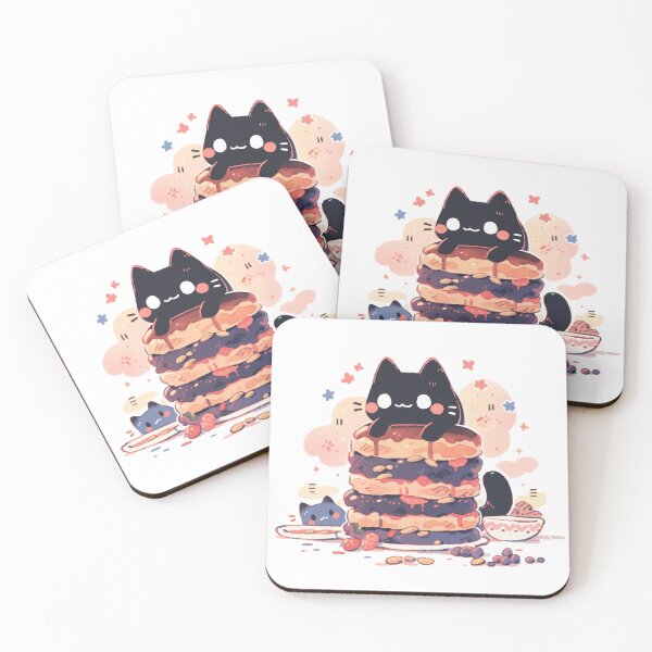 Item preview, Black cat on a stack of pancakes designed and sold by WoollenLlama.