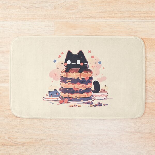 Item preview, Black cat on a stack of pancakes designed and sold by WoollenLlama.