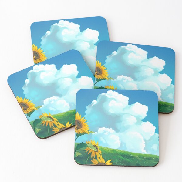 Item preview, Sunflower Anime Clouds Grass Scenery Nature designed and sold by AsiaTownStore.