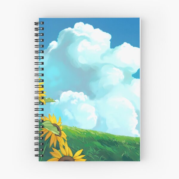 Aperçu de l'œuvre Tournesol Anime Nuages Herbe Paysage Nature créée et vendue par AsiaTownStore.
