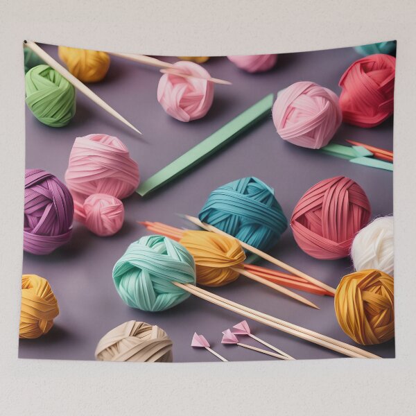 Item preview, Origami Art - Cozy Creations: Knitting Needles and Balls of Wool designed and sold by ArtfulFolds.