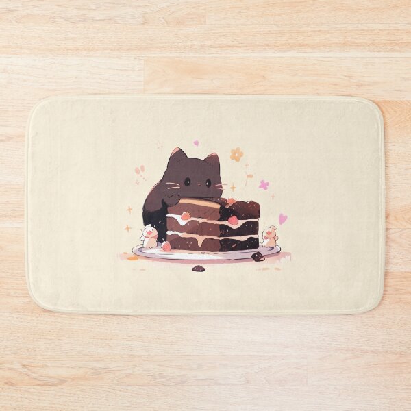 Item preview, Black cat eating a chocolate cake designed and sold by WoollenLlama.