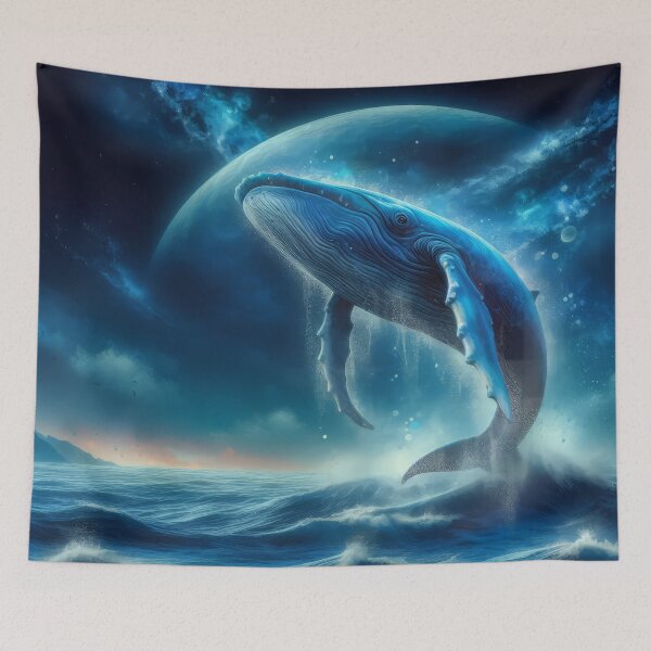 Item preview, Blue Whale Jumping out of the Ocean with Dawn on the Horizon designed and sold by CattyCornerPOD.