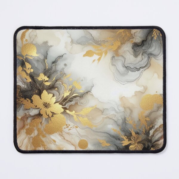 Item preview, MW Watercolor and Alcohol Ink White and Gold Leafy Floral designed and sold by Mermaid's Whimsy.
