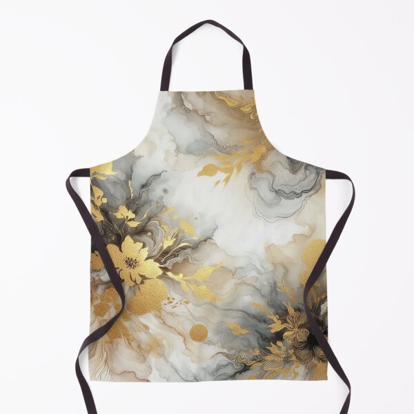Item preview, MW Watercolor and Alcohol Ink White and Gold Leafy Floral designed and sold by Mermaid's Whimsy.
