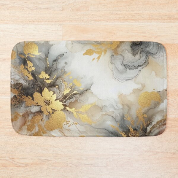 Item preview, MW Watercolor and Alcohol Ink White and Gold Leafy Floral designed and sold by Mermaid's Whimsy.