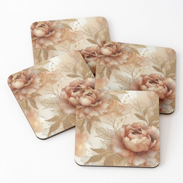 Item preview, MW Huge Neutral Watercolor Alcohol Ink Flowers Varrigated Blush and Gold designed and sold by Mermaid's Whimsy.