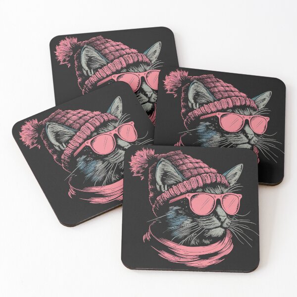 Item preview, Winter Retro Cat T Shirt, Wearing Sunglasses  designed and sold by Mimmie-Digital.