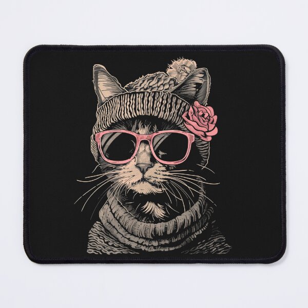 Item preview, Winter Retro Cat T Shirt, Wearing Sunglasses and a beanie designed and sold by Mimmie-Digital.