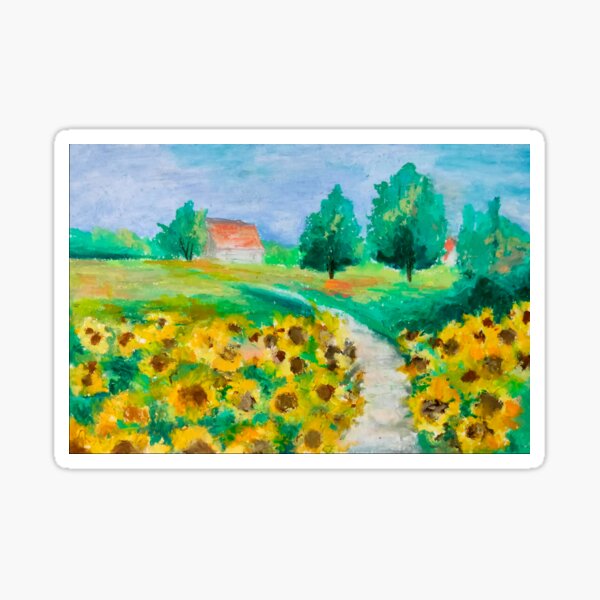 Item preview, Sunflower field on a summer day designed and sold by meowdynasty.