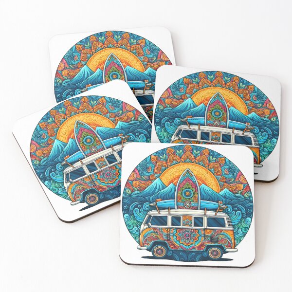 Item preview, Retro Surfer Van Colorful Mandala Design - Unique Art and Merchandise designed and sold by OzzFrequency.