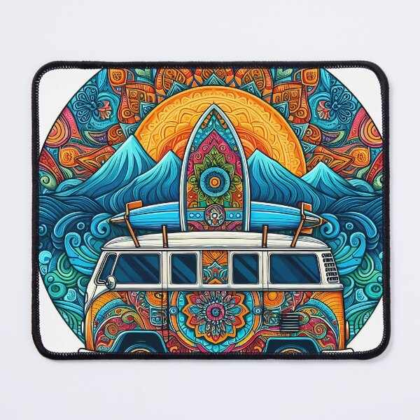 Item preview, Retro Surfer Van Colorful Mandala Design - Unique Art and Merchandise designed and sold by OzzFrequency.