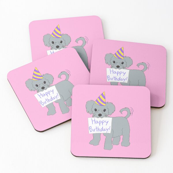 Item preview, Happy Birthday Gray Dog (pink) designed and sold by CraftsbyAmy.