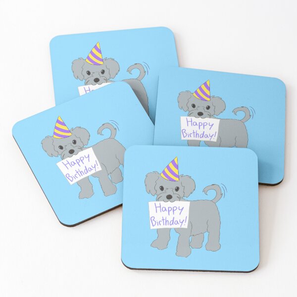 Item preview, Happy Birthday Gray Dog (blue) designed and sold by CraftsbyAmy.