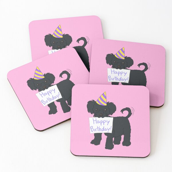 Item preview, Happy Birthday Black Dog (pink) designed and sold by CraftsbyAmy.