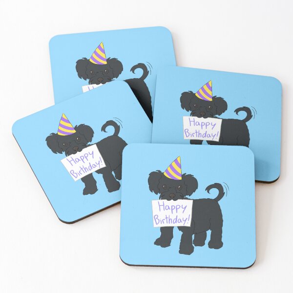 Item preview, Happy Birthday Black Dog (blue) designed and sold by CraftsbyAmy.