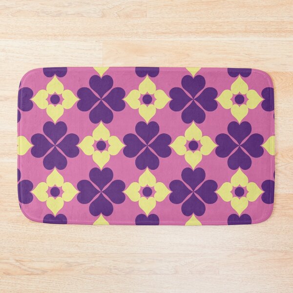 Item preview, 1970s Retro Modern Pretty Floral Heart Shapes Pattern in Purple and Yellow designed and sold by scome.