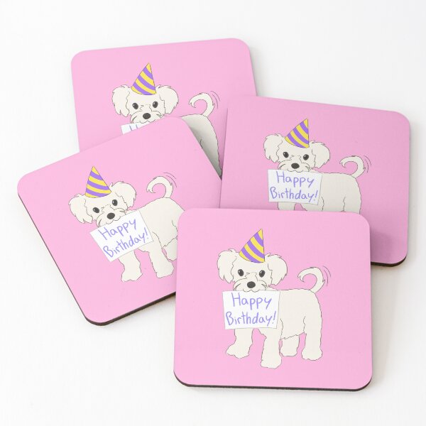 Item preview, Happy Birthday White Dog (pink) designed and sold by CraftsbyAmy.