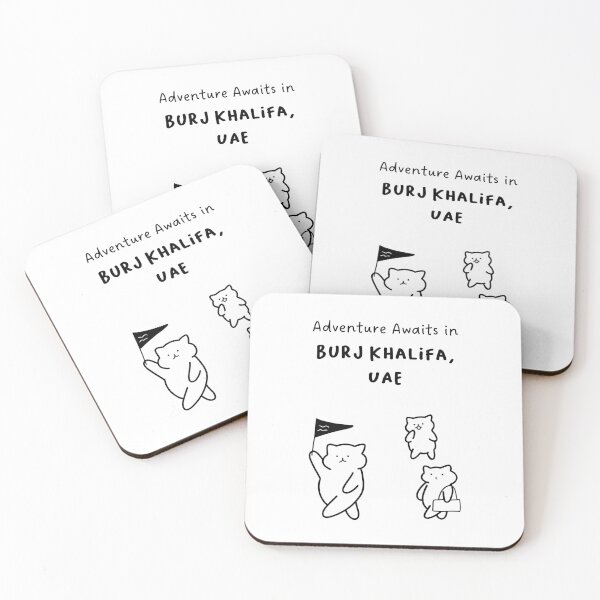 Item preview, Adventure Awaits in Burj Khalifa, United Arab Emirates | Cute Cat Characters in Minimalist Line Art designed and sold by RM-Journey.