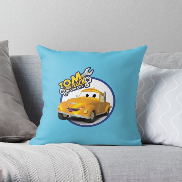 Tom the Tow Truck of Car City Throw Pillow