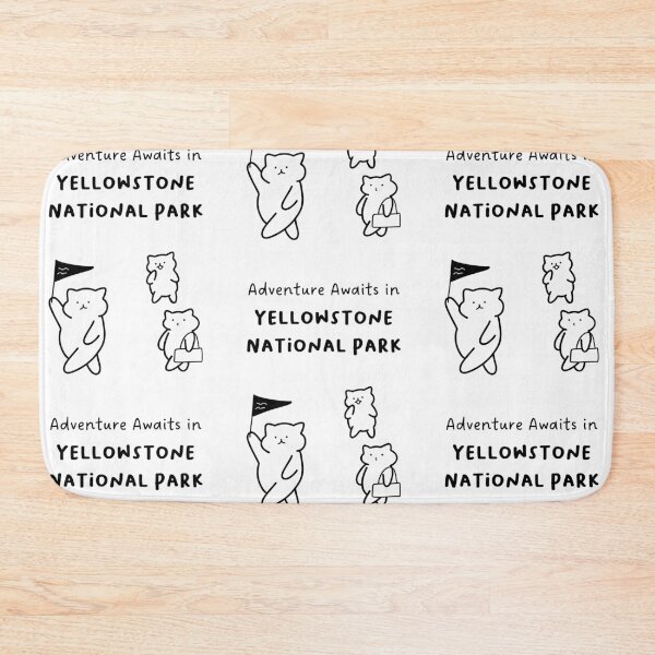 Item preview, Adventure Awaits in Yellowstone National Park, United States of America | Cute Cat Characters in Minimalist Line Art designed and sold by RM-Journey.