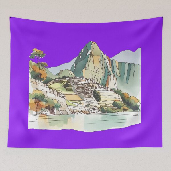 Item preview, Machu Picchu Peru 3D Sketch | Minimalist Watercolor Art,  designed and sold by PaintMeWorld.