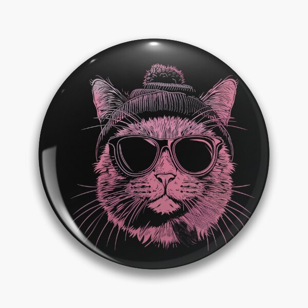 Item preview, Winter Pink Retro Cat T Shirt, Wearing Sunglasses and a beanie designed and sold by Mimmie-Digital.