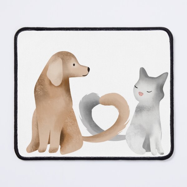 Item preview, Cat and dog love in watercolor designed and sold by PixelPizzazz.