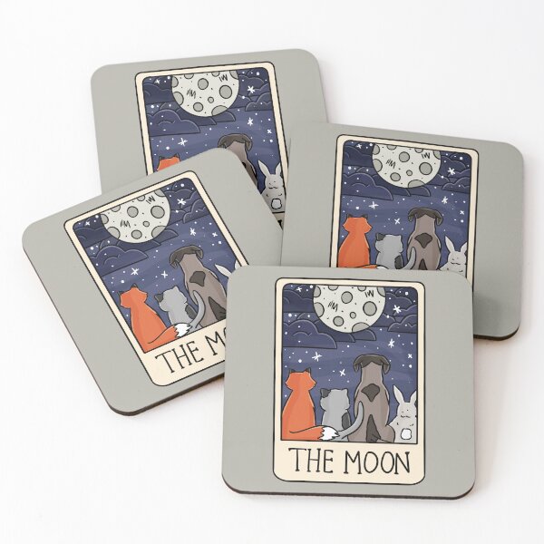 Item preview, The Moon Tarot Card High Quality Art Witchy Witch Witchy Divination Punny Funny Animals Watching Full designed and sold by familiarsadie.