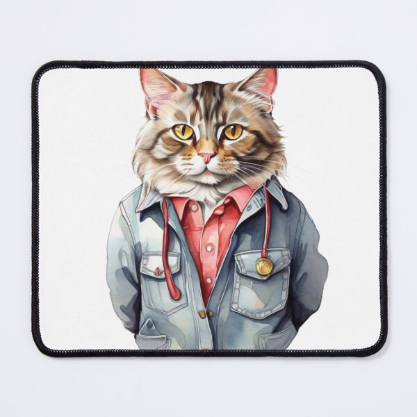 Item preview, Cat doctor/nurse in shirt and jacket, pocket format watercolor designed and sold by PixelPizzazz.