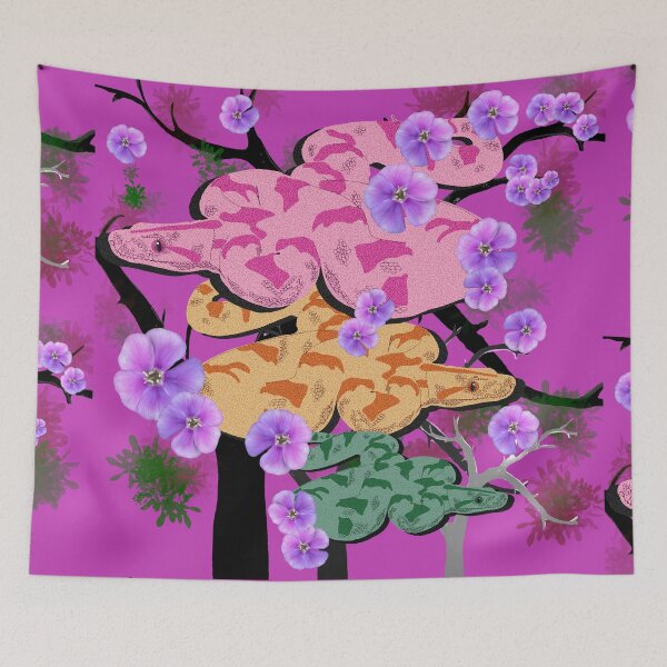 Item preview, Three colourful snakes with flowers designed and sold by LynseysArtShop.